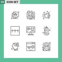 Stock Vector Icon Pack of 9 Line Signs and Symbols for screen wizard interface steps speaker Editable Vector Design Elements