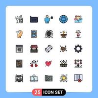 Pictogram Set of 25 Simple Filled line Flat Colors of multiplayer science avatar world unlocked Editable Vector Design Elements