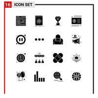 Modern Set of 16 Solid Glyphs and symbols such as audio debit science credit reward Editable Vector Design Elements