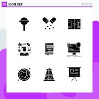 User Interface Pack of 9 Basic Solid Glyphs of book consultant football tasks manager Editable Vector Design Elements