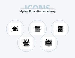 Academy Glyph Icon Pack 5 Icon Design. degree. library. study. bookshelf. study vector