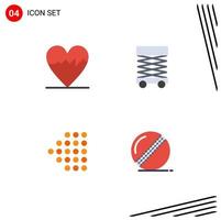 Group of 4 Flat Icons Signs and Symbols for cardiogram dotted construction structure cricket Editable Vector Design Elements