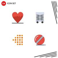 Group of 4 Flat Icons Signs and Symbols for cardiogram dotted construction structure cricket Editable Vector Design Elements