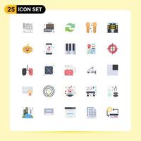 Pictogram Set of 25 Simple Flat Colors of slippers cleaning keyboard bathroom repeat Editable Vector Design Elements