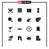 User Interface Pack of 16 Basic Solid Glyphs of zoom search save sand timer Editable Vector Design Elements