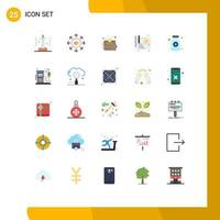 Mobile Interface Flat Color Set of 25 Pictograms of syrup sketch shopping store process money Editable Vector Design Elements