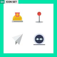 Pictogram Set of 4 Simple Flat Icons of architecture geek maps plane lenses Editable Vector Design Elements