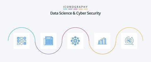 paquete de iconos azul 5 de ciencia de datos y seguridad cibernética que incluye modelado. modelado. máquina. análisis. progreso vector