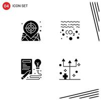 4 Universal Solid Glyphs Set for Web and Mobile Applications map idea web pollution process Editable Vector Design Elements