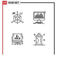 Pack of 4 creative Filledline Flat Colors of coding stats direction processing formula Editable Vector Design Elements