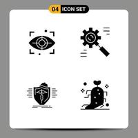 Set of 4 Commercial Solid Glyphs pack for eye health business effective protection Editable Vector Design Elements