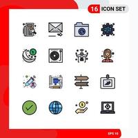 16 Creative Icons Modern Signs and Symbols of line globe next web gear Editable Creative Vector Design Elements