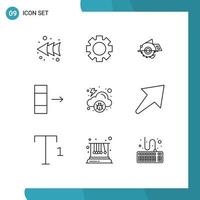 User Interface Pack of 9 Basic Outlines of malware infected circular saw cloud data Editable Vector Design Elements