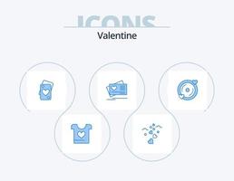 paquete de iconos azul de san valentín 5 diseño de iconos. . boda. tarjeta. corazón. disco vector