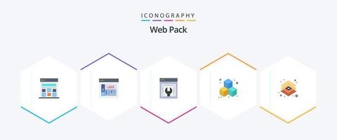 Web Pack 25 Flat icon pack including tools. graphic. web development. design. cube vector