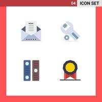 Modern Set of 4 Flat Icons Pictograph of email archive newsletter installation document Editable Vector Design Elements