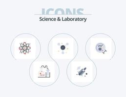 paquete de iconos planos de ciencia 5 diseño de iconos. . lupa reaccionar. laboratorio. ciencia vector