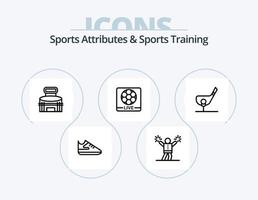 Atributos deportivos y línea de entrenamiento deportivo icon pack 5 diseño de iconos. marcador. juego. palo. junta. deporte vector