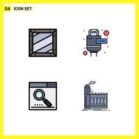 Group of 4 Filledline Flat Colors Signs and Symbols for box media development extension page Editable Vector Design Elements