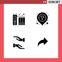Editable Vector Line Pack of 4 Simple Solid Glyphs of data hands history vodka direction Editable Vector Design Elements