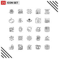 Pack of 25 Modern Lines Signs and Symbols for Web Print Media such as list data tag checklist left Editable Vector Design Elements