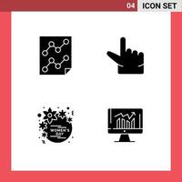 4 User Interface Solid Glyph Pack of modern Signs and Symbols of analytics gift paper zoom women Editable Vector Design Elements