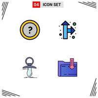 Pack of 4 Modern Filledline Flat Colors Signs and Symbols for Web Print Media such as about dummy question pointer nipple Editable Vector Design Elements