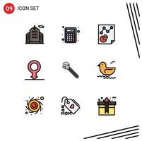 9 iconos creativos, signos y símbolos modernos de la opción de llave inglesa, llave de página, elementos de diseño vectorial editables masculinos vector