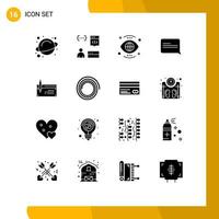 Pictogram Set of 16 Simple Solid Glyphs of account message eye communication vision Editable Vector Design Elements