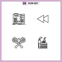 Set of 4 Modern UI Icons Symbols Signs for build crosse engineer back stick Editable Vector Design Elements