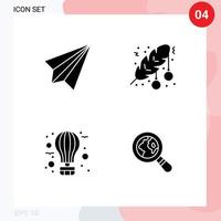 Mobile Interface Solid Glyph Set of 4 Pictograms of communication leaf receive christmas balloon Editable Vector Design Elements