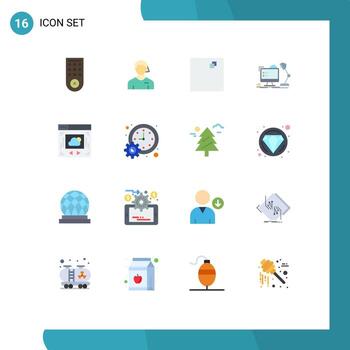 16 Universal Flat Colors Set for Web and Mobile Applications cloud sharing web page full screen computer office Editable Pack of Creative Vector Design Elements