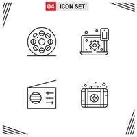 Universal Icon Symbols Group of 4 Modern Filledline Flat Colors of media media video preference signal Editable Vector Design Elements