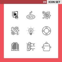 Universal Icon Symbols Group of 9 Modern Outlines of bulb phone dollar help customer Editable Vector Design Elements