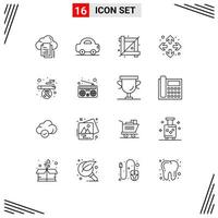 Modern Set of 16 Outlines Pictograph of health maximize vehicles full screen graphic Editable Vector Design Elements