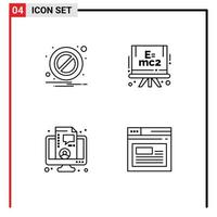 Line Pack of 4 Universal Symbols of block live chemistry business page Editable Vector Design Elements