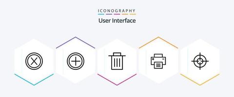 paquete de iconos de 25 líneas de interfaz de usuario que incluye destino. usuario. borrar. línea. básico vector