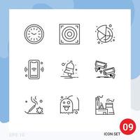 Outline Pack of 9 Universal Symbols of notify bell pie smart wifi Editable Vector Design Elements