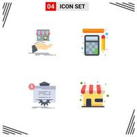 4 User Interface Flat Icon Pack of modern Signs and Symbols of shop seo online tools globe Editable Vector Design Elements