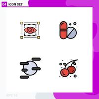 Set of 4 Modern UI Icons Symbols Signs for visual uranus eye tablet summer Editable Vector Design Elements