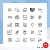 Set of 25 Modern UI Icons Symbols Signs for chat database employee data center Editable Vector Design Elements