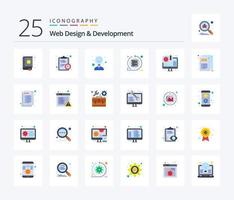 Web Design And Development 25 Flat Color icon pack including design. sprint. estimate. scrum. agile vector