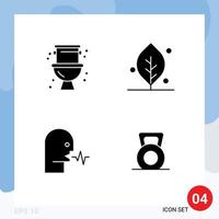 Group of 4 Modern Solid Glyphs Set for mechanical human system nature speech Editable Vector Design Elements