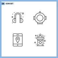 4 Thematic Vector Filledline Flat Colors and Editable Symbols of headset classroom diving location rostrum Editable Vector Design Elements