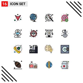 16 Flat Color Filled Line concept for Websites Mobile and Apps chart user hobbies wrong mistake Editable Creative Vector Design Elements