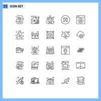 Set of 25 Modern UI Icons Symbols Signs for lock web saving symbols ancient Editable Vector Design Elements