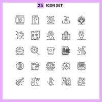 Line Pack of 25 Universal Symbols of bulb deveopment map design mouse Editable Vector Design Elements