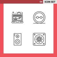 Pictogram Set of 4 Simple Filledline Flat Colors of app study laptop geek school Editable Vector Design Elements