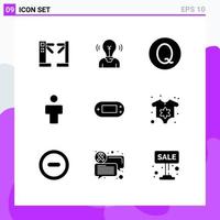 9 User Interface Solid Glyph Pack of modern Signs and Symbols of games profile light people avatar Editable Vector Design Elements