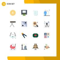 Group of 16 Flat Colors Signs and Symbols for home person to do list key human Editable Pack of Creative Vector Design Elements